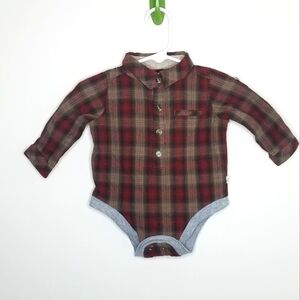 Me & Henry Plaid Polo Onesie Bodysuit 6-9m
